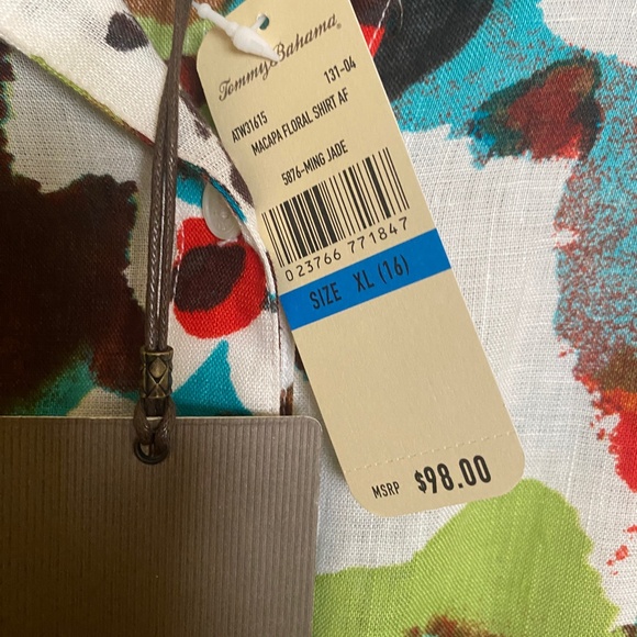 Tommy Bahama Multi-Colored Linen Blouse Size XL - Picture 6 of 7